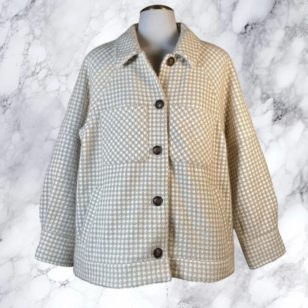Greylin Houndstooth Shirt Jacket - NEUTRAL